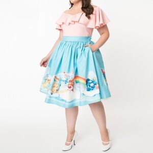 Unique Vintage X Care Bears In The Clouds Gellar Swing Skirt